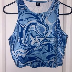SHEIN Blue Swirl Print Crop Top